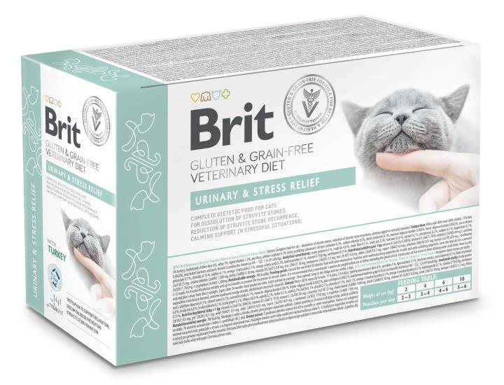 Brit Veterinary Diet Pouch Urinary & Stress Relief with Turkey kissalle 85 g MAISTELUPAKKAUS