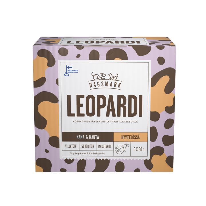 Dagsmark Leopardi kana-nauta hyytelössä kissalle 8 x 80 g