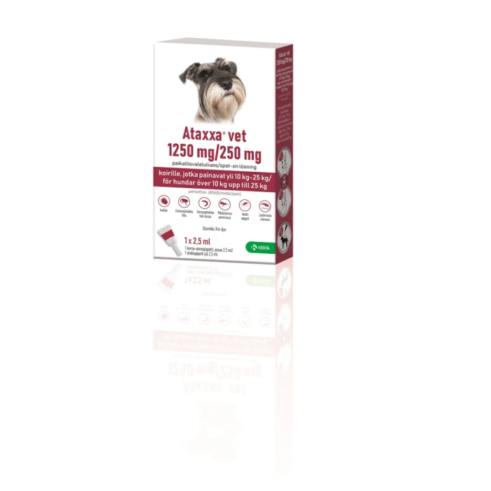 Ataxxa vet 1250 mg / 250 mg 1 x 2.5 ml paikallisvaleluliuos 10-25 kg koirille