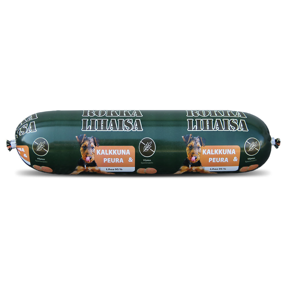Rokka Lihaisa kalkkuna & peura koiranmakkara 12 x 800 g SÄÄSTÖPAKKAUS