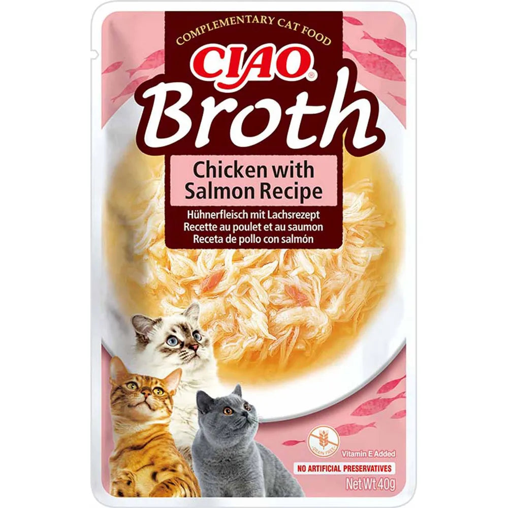 Ciao Chicken broth with chicken & salmon kissalle 12 x 40 g