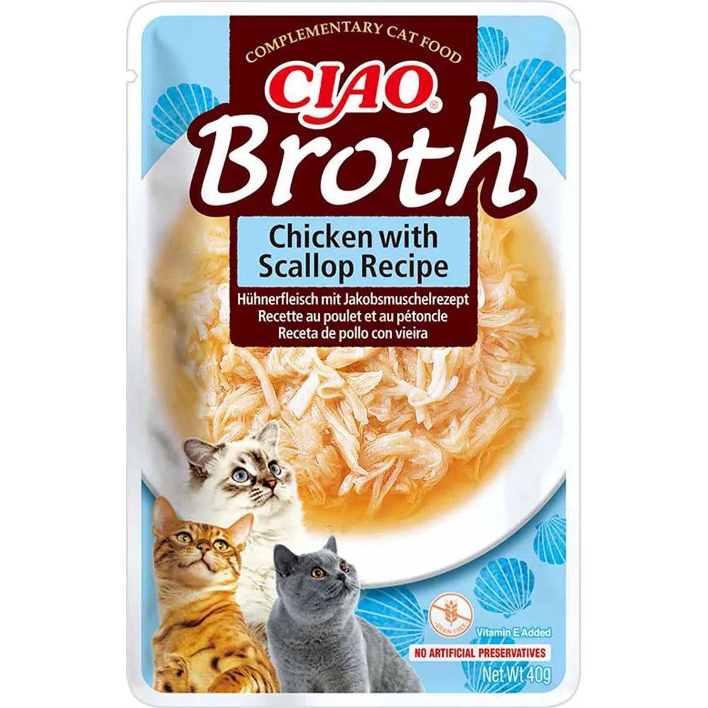 Ciao Chicken broth with chicken & scallops kissalle 12 x 40 g