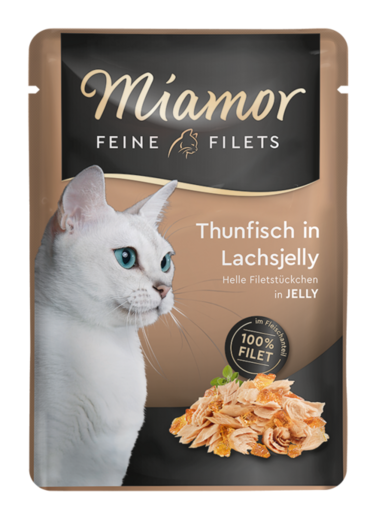 Miamor Feine Filets in Jelly tonnikalaa lohihyytelössä 100 g MAISTELUPAKKAUS