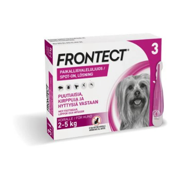 Frontect 3 x 0.5 ml paikallisvaleluliuos 2-5 kg koirille