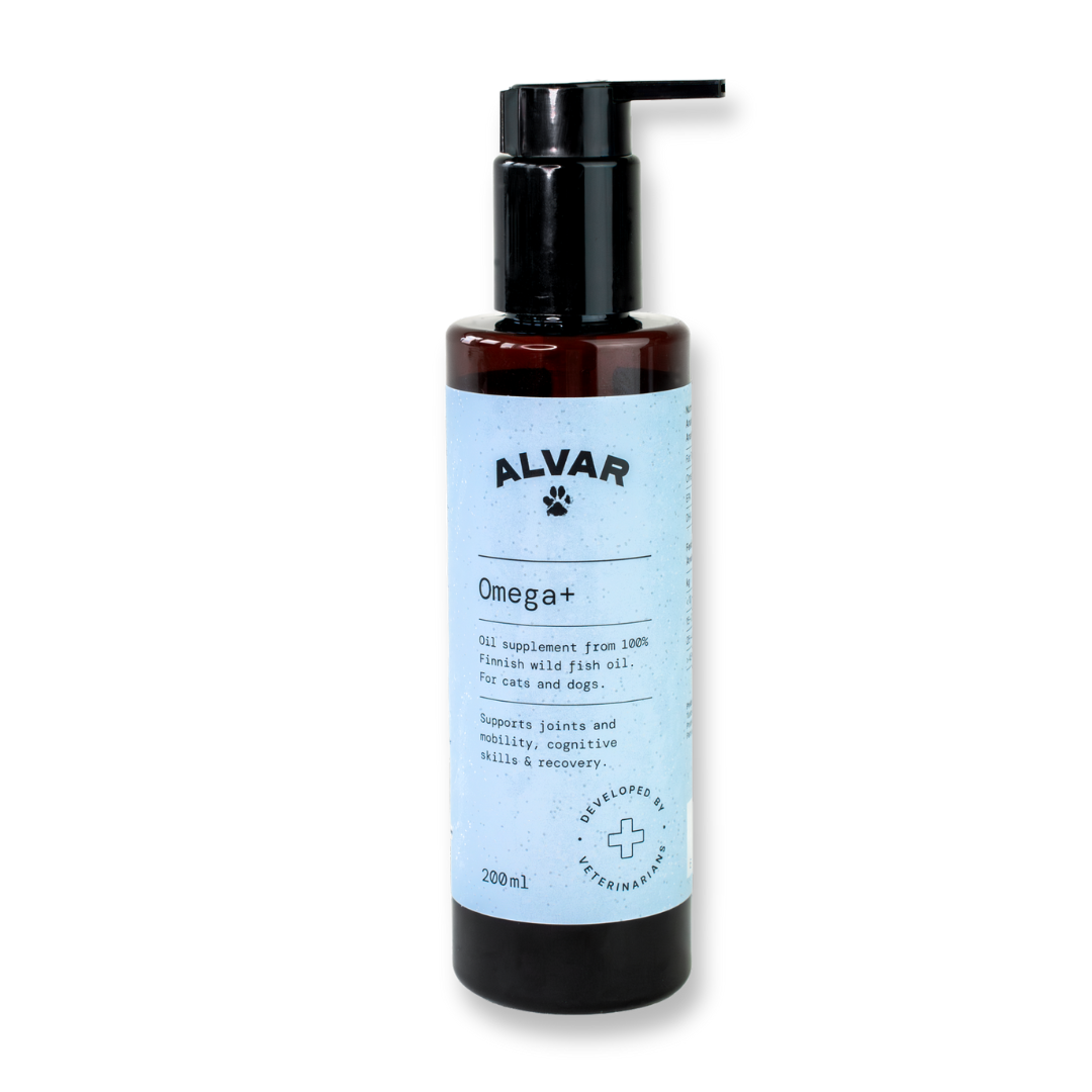 Alvar Pet Omega+ lisäravinne koiralle ja kissalle 200 ml TARJOUSERÄ