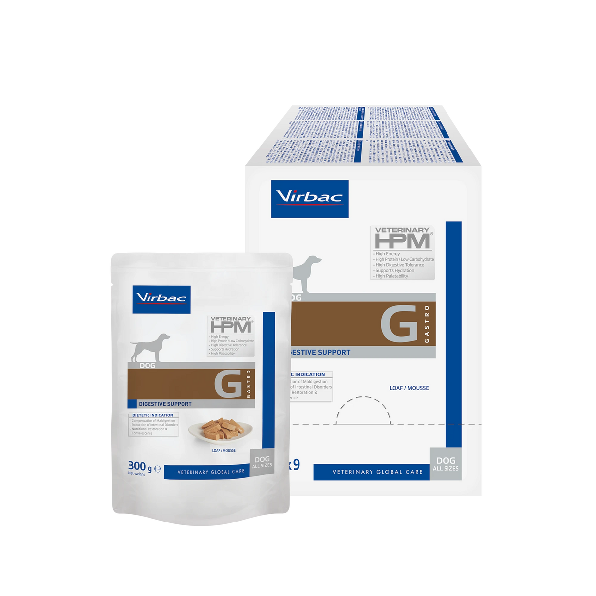 Virbac Veterinary HPM Digestive Support yhdistelmä koiralle 1,5 kg + 9 x 300 g