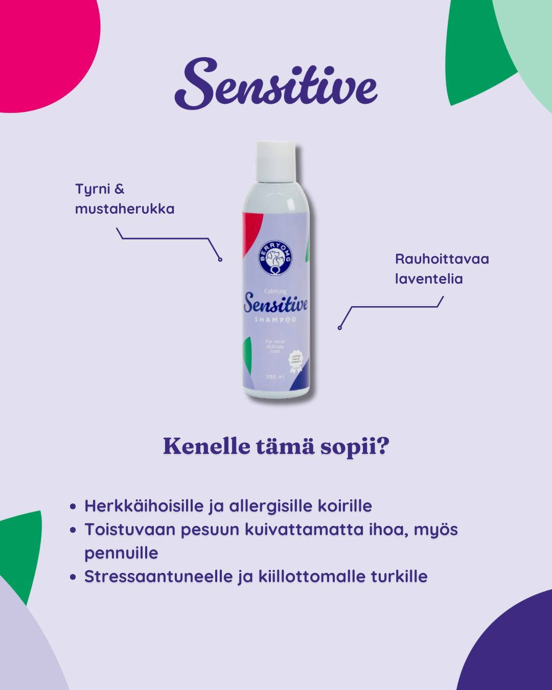 BERRYOMG Calming Sensitive Shampoo koiralle 200 ml