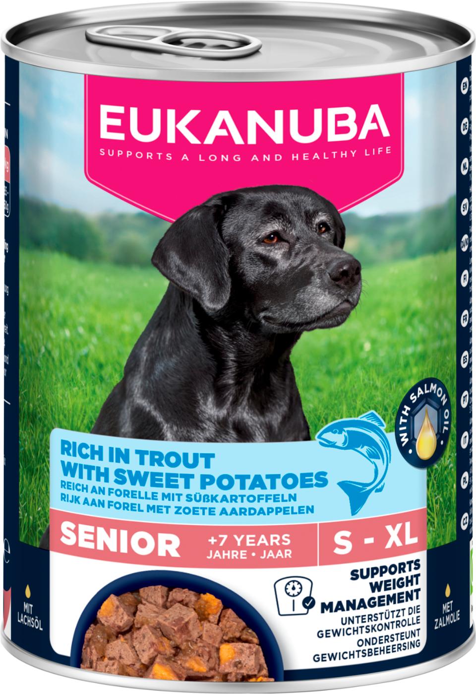 Eukanuba wet food senior trout with sweet potatoes koiralle 400 g