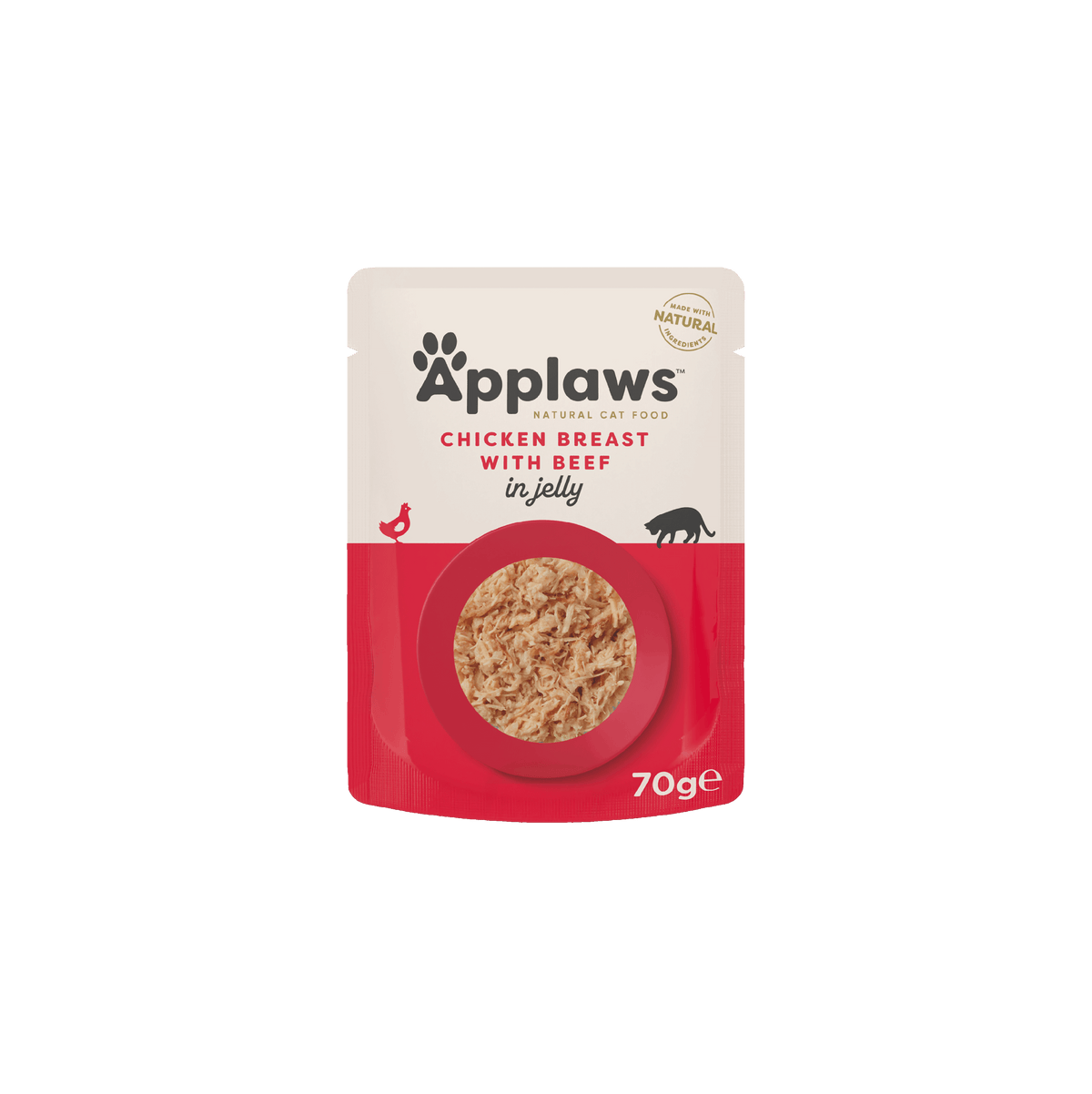 Applaws Kissa Kananrinta & Nauta hyytelössä annospussi 16 x 70 g