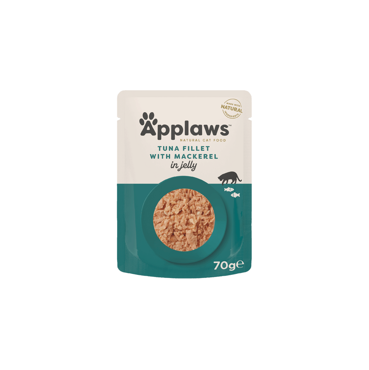 Applaws Kissa tonnikala & makrilli hyytelössä annospussi 70 g
