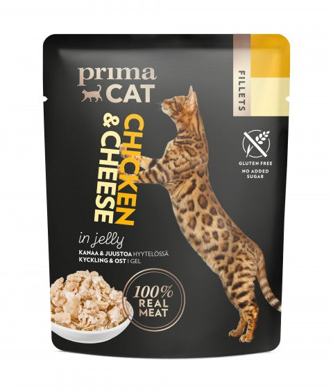 PrimaCat Fillets Kanaa ja juustoa hyytelössä kissoille 50 g MAISTELUPAKKAUS