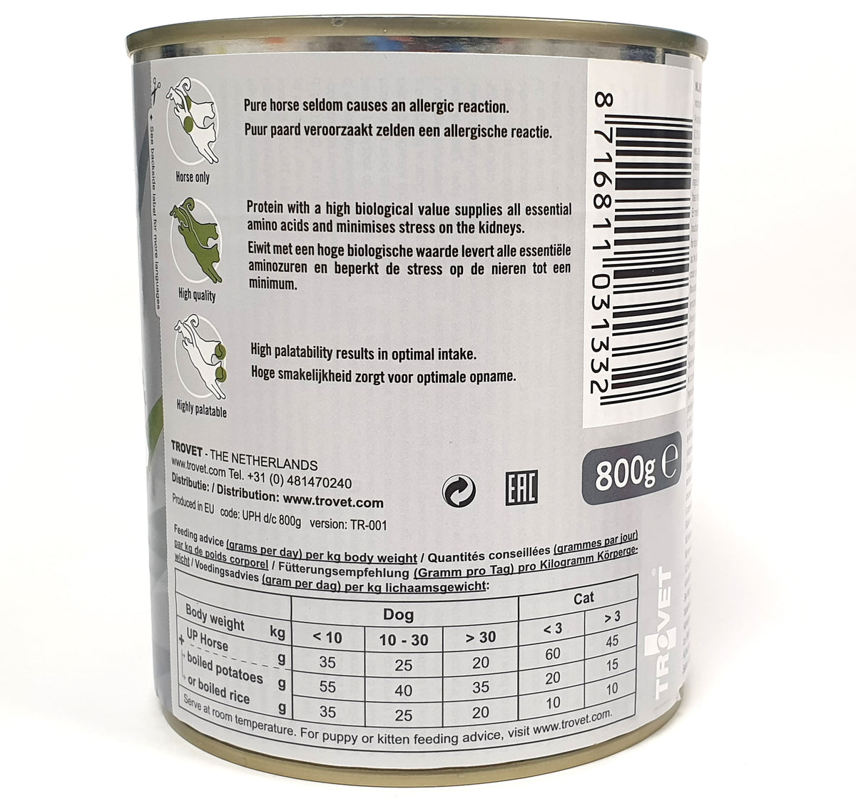Trovet Unique Protein UPH hevonen kissalle ja koiralle 6 x 800 g