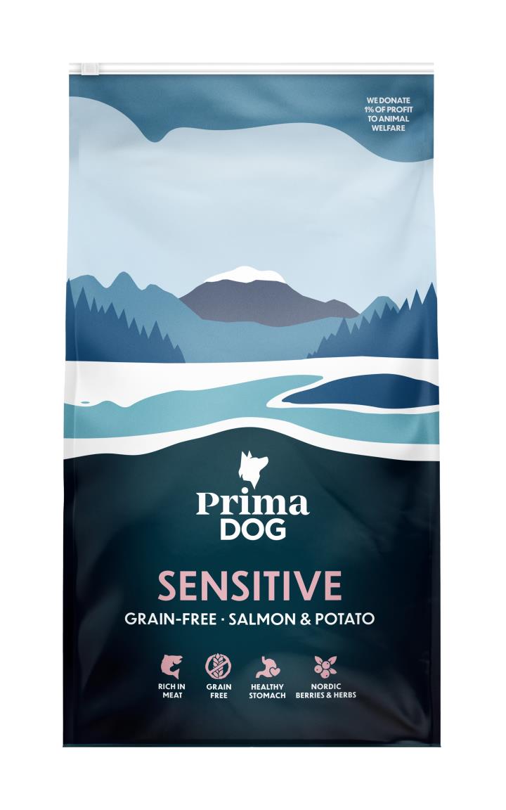 PrimaDog Sensitive Viljaton lohi-peruna aikuisille koirille 10 kg