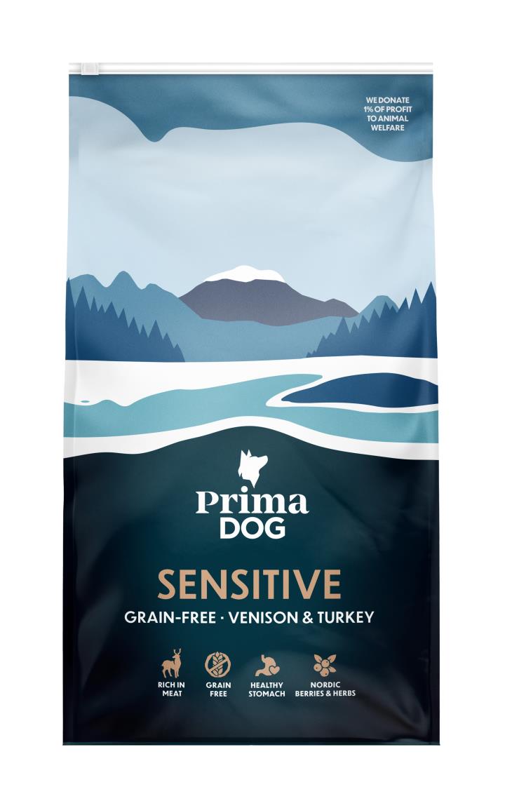 PrimaDog Sensitive Viljaton peura-kalkkuna aikuisille koirille 10 kg