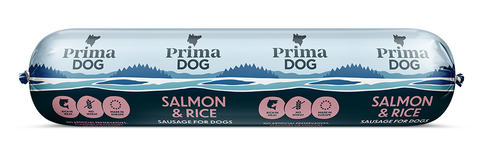 PrimaDog Lohi-riisi makkara koirille 800 g