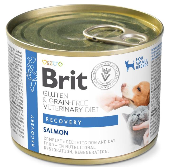 Brit Veterinary Diet Recovery Salmon märkäruoka kissalle ja koiralle 200 g MAISTELUPAKKAUS