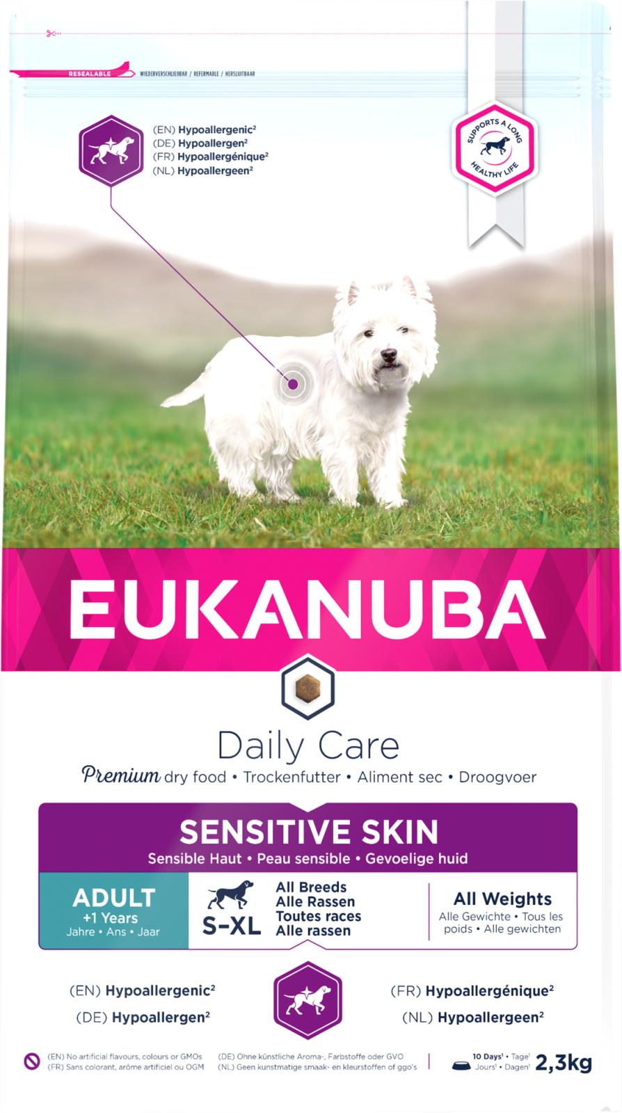 Eukanuba DailyCare Sensitive Skin koiran kuivaruoka 2,3 kg