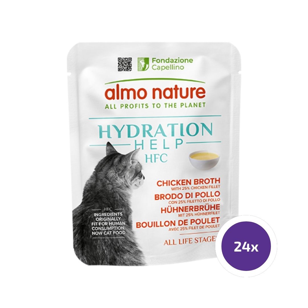 Almo Nature HFC Hydration Help Kanaliemi kanafileellä 24 x 50 g kissalle SÄÄSTÖPAKKAUS
