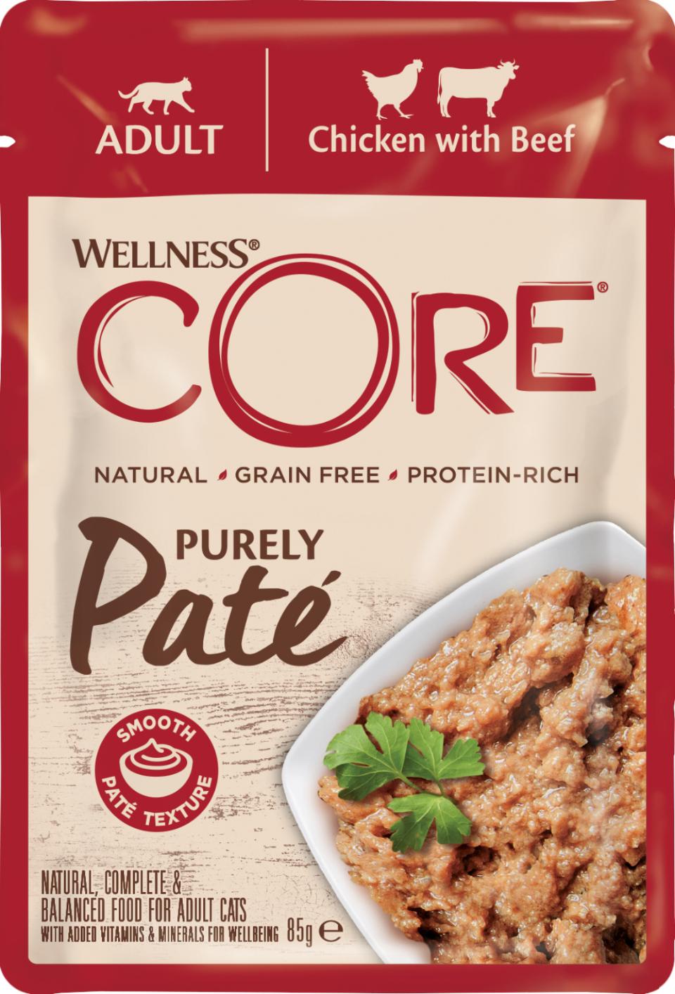 Core adult Purely Paté chicken & beef kissalle 85 g