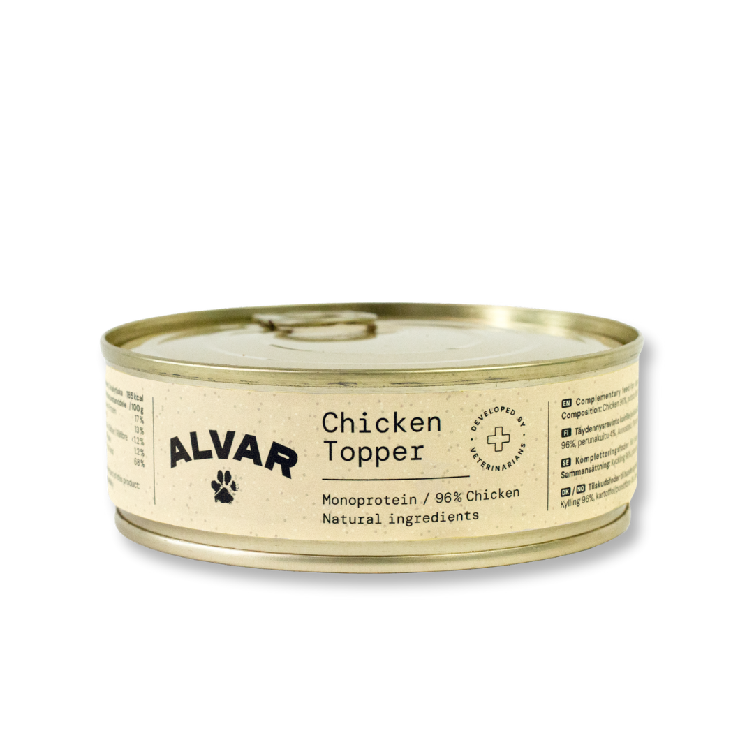 Alvar Pet Chicken Topper 12 x 200 g SÄÄSTÖPAKKAUS