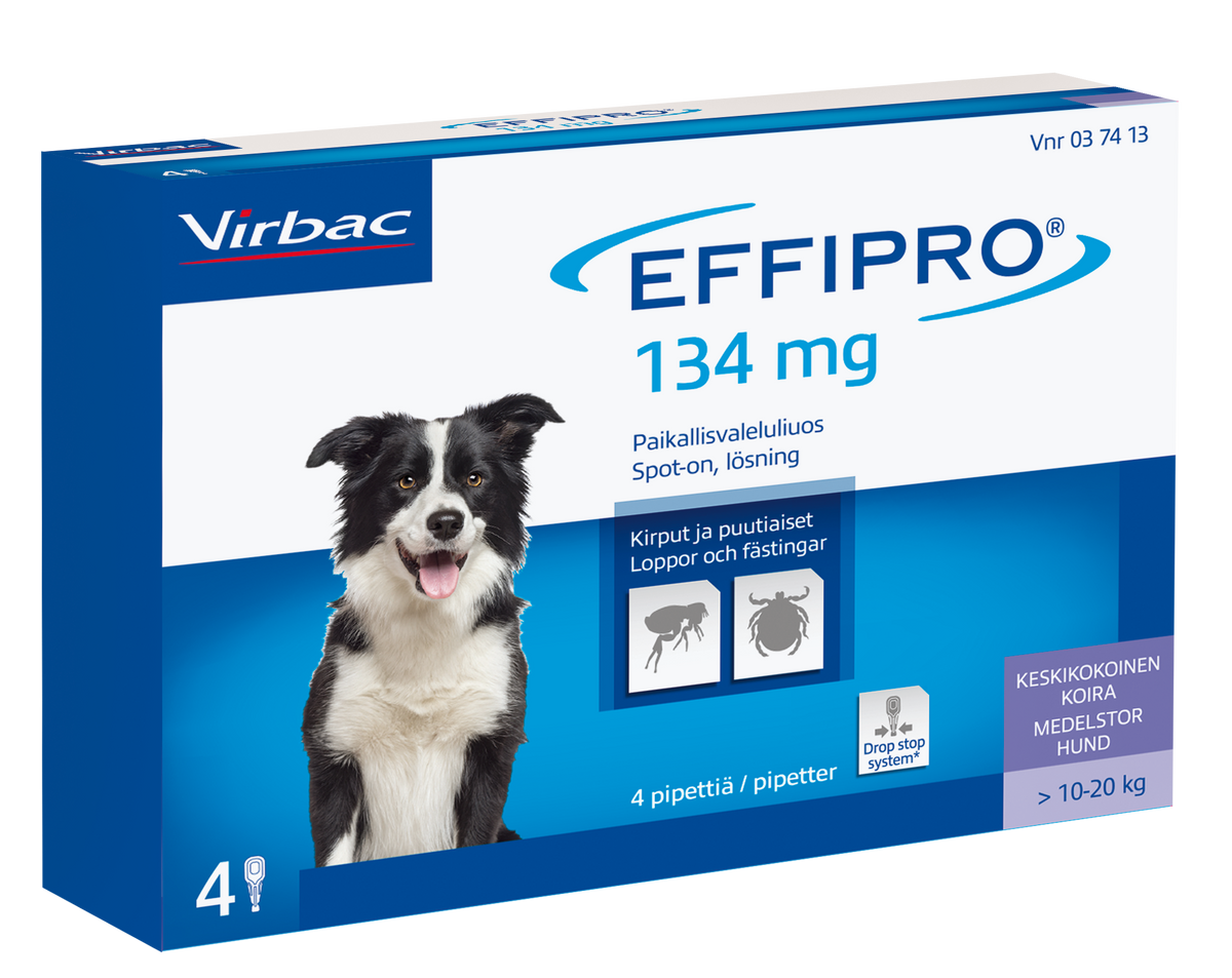 Effipro 100 mg/ml 4 x 1.34 ml paikallisvaleluliuos 10-20 kg koirille