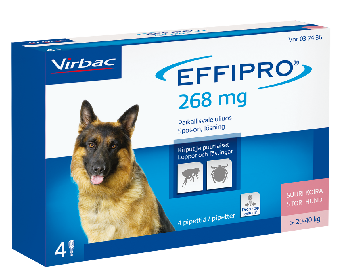 Effipro 100 mg/ml 4 x 2.68 ml paikallisvaleluliuos 20-40 kg koirille