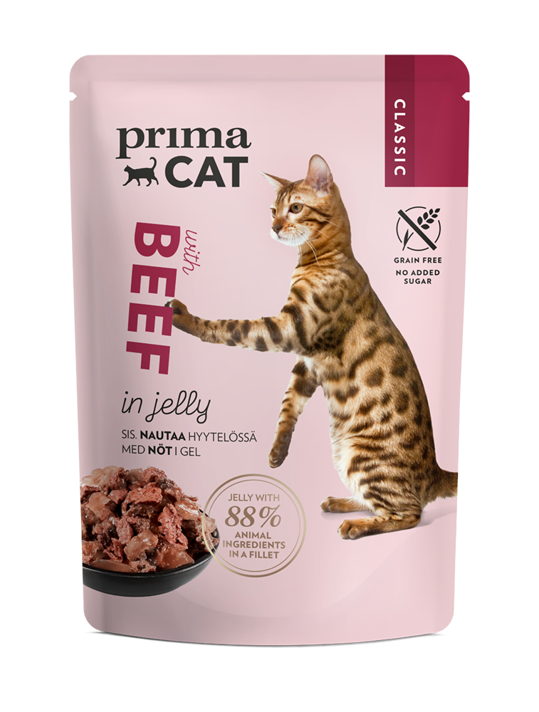 PrimaCat Classic nautaa kastikkeessa 12 x 85 g