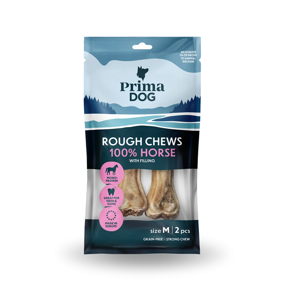 PrimaDog Rough Chews Hevonen täyteluu M 12 cm 2 kpl