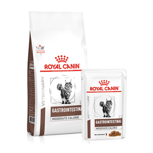 Royal Canin Veterinary Diets Gastrointestinal Moderate Calorie kissalle yhdistelmä 2 kg + 12 x 85 g