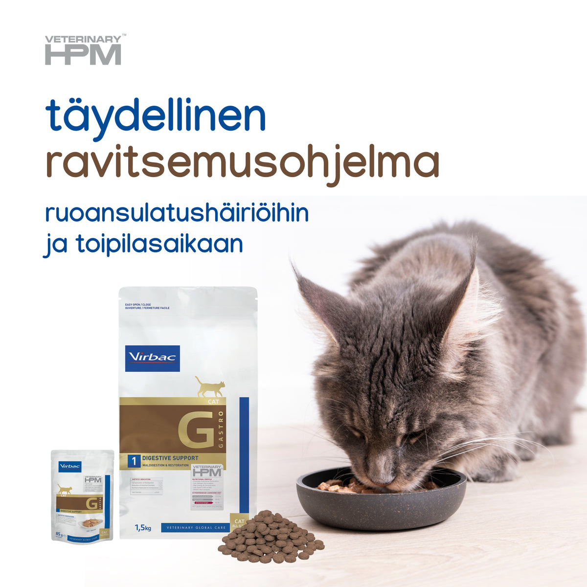 Virbac Veterinary HPM Digestive Support kissalle 85 g MAISTELUPAKKAUS