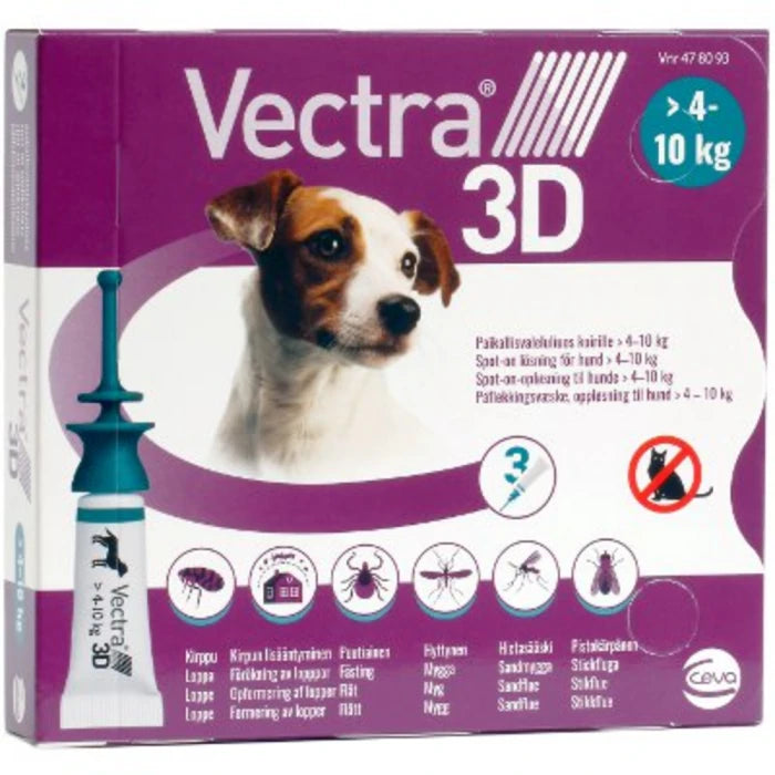 Vectra 3D 3 x 1.6 ml paikallisvaleluliuos 4-10 kg koirille