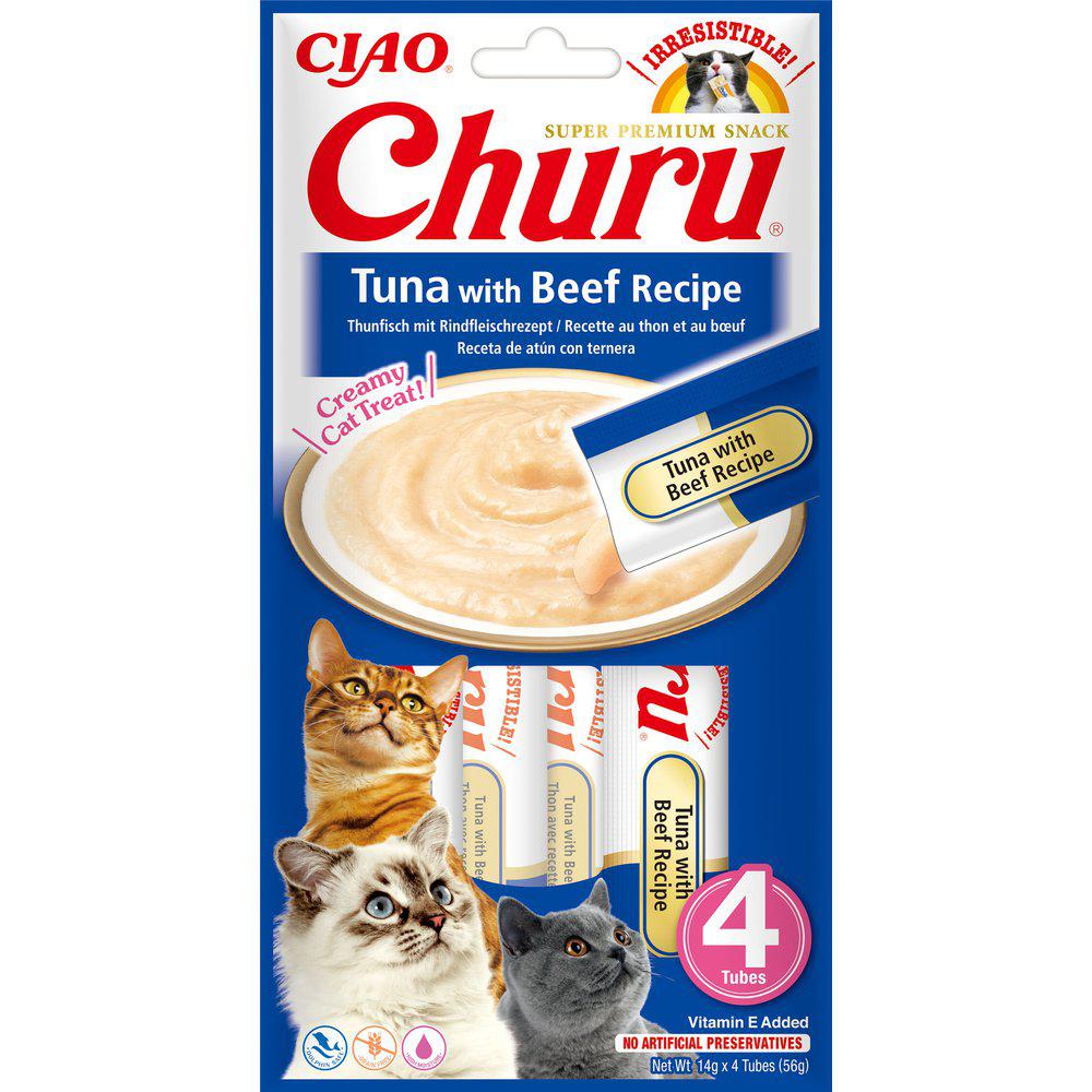 Churu tonnikala & nauta herkkutahna kissalle 4 x 14 g