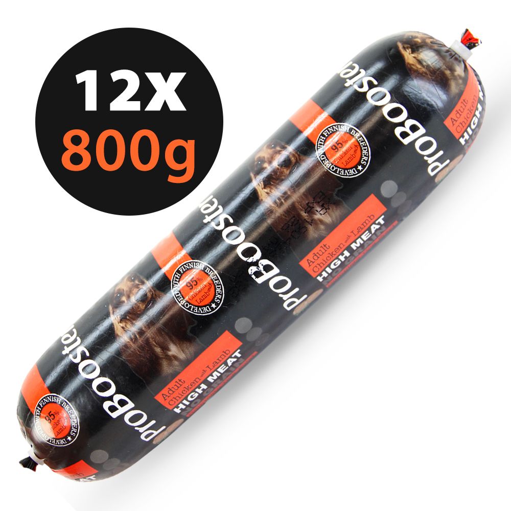 ProBooster Liha-ateria kana & lammas koiralle 12 x 800 g SÄÄSTÖPAKKAUS