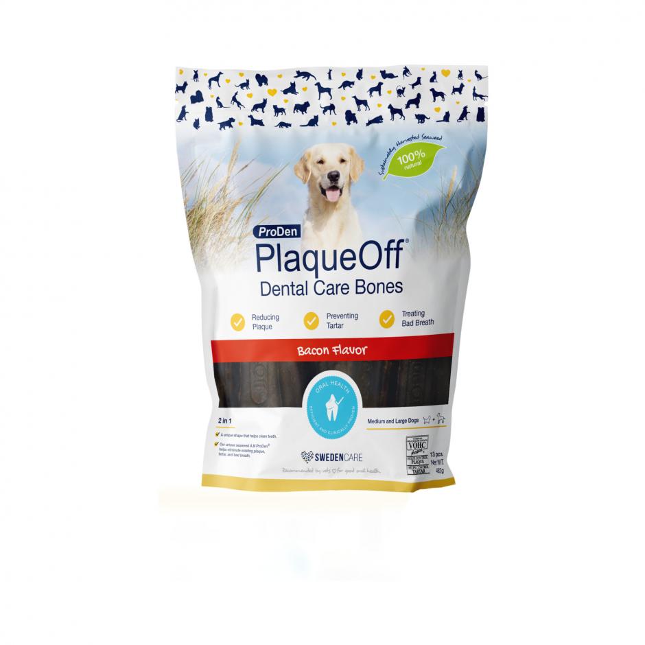 PlaqueOff Dental Care Bones Bacon koiralle 482 g