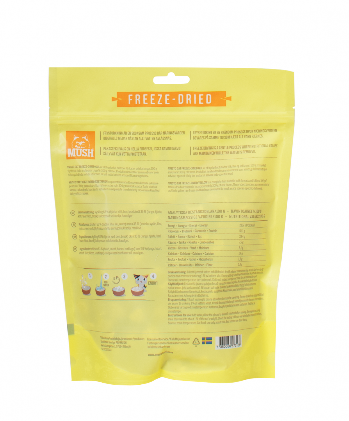 MUSH Vaisto CAT Keltainen Freeze-Dried 250 g