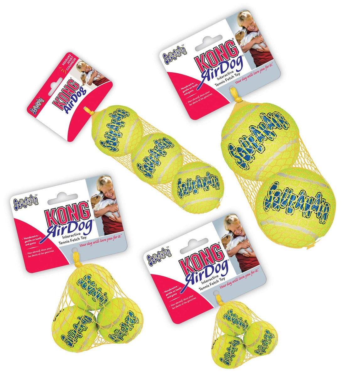 Kong AirDog SqueakAir tennispallo XS 3 kpl