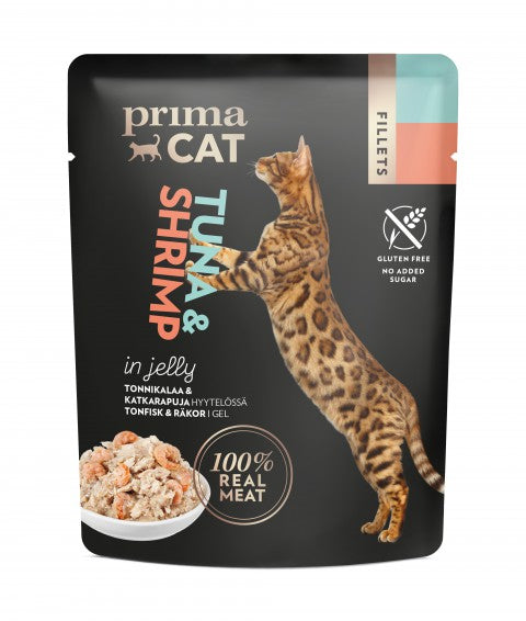 PrimaCat Fillets Tonnikalaa ja katkarapua hyytelössä kissoille 50 g MAISTELUPAKKAUS