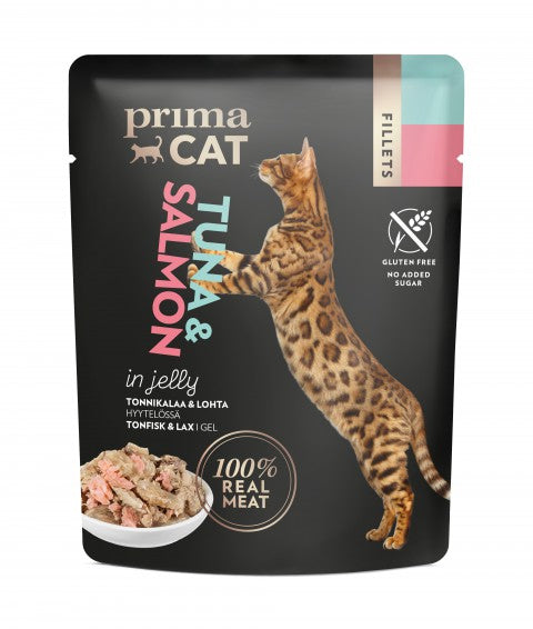 PrimaCat Fillets Tonnikalaa ja lohta hyytelössä kissoille 50 g MAISTELUPAKKAUS
