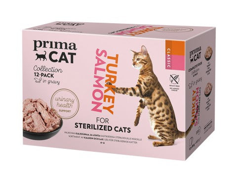 PrimaCat Classic Kastikelajitelma steriloiduille kissoille 12 x 85 g